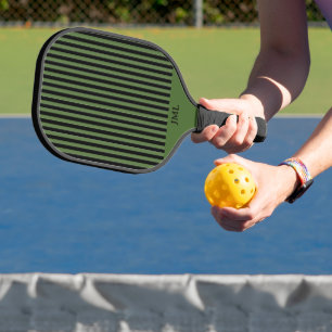 Stilvolle, dunkelgrüne und schwarze Streifen Pickleball Schläger