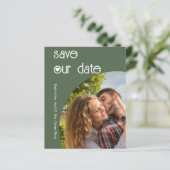 Stilvolle Dunkelkalkgrün Save the Date (Stehend Vorderseite)