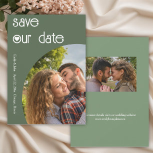 Stilvolle Dunkelkronengrün-Save the Date-Karte Save The Date