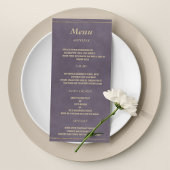 Stilvolle, dunkle Lava lilac gold Wedding Menu Programm