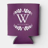Stilvolle Dunkle Lila Monogramm Dosenkühler (Vorderseite)