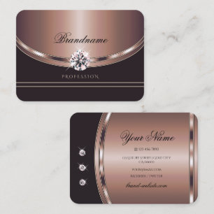 Stilvolle Dunkle Lila Rose Gold Shimmery Rhineston Visitenkarte