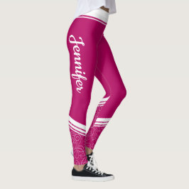 Stilvolle dunkle Magenta blorweiße Streifen und Na Leggings