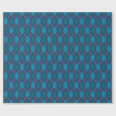 Stilvolle Dunkle Navy / Aquamarine Blues Raute Cla Geschenkpapier (Flach)