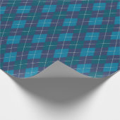 Stilvolle Dunkle Navy / Aquamarine Blues Raute Cla Geschenkpapier (Ecke)