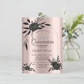 Stilvolle Dunkle Rose Gotische Rose Gold Einladung (Stehend Vorderseite)