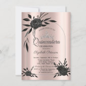 Stilvolle Dunkle Rose Gotische Rose Gold Einladung (Vorderseite)