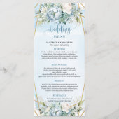 Stilvolle Dusty Blue Eucalyptus Blätter Wedding Me Menükarte (Vorderseite)