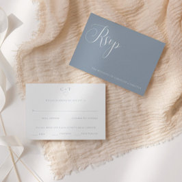 Stilvolle Dusty Blue Wedding Meal Choice RSVP Card Mitteilungskarte