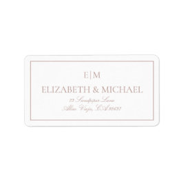 Stilvolle Dusty Rose Monogram Wedding Rücksendeadr Adressaufkleber