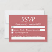 Stilvolle Dusty Rose Pink Wedding RSVP Card (Vorderseite)
