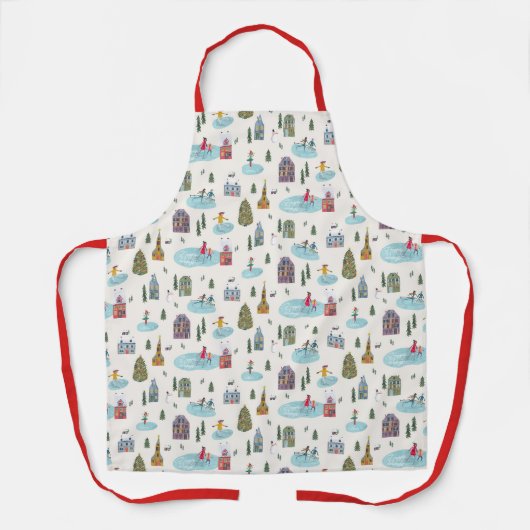 Stilvolle ecru Skaten Weihnachten Schürze (Vorderseite)