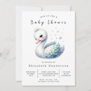 Stilvolle Editable Swan Baby Dusche Einladung