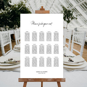Stilvolle einfache 15 Tisch Hochzeitskarte Poster