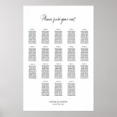 Stilvolle einfache 18 Tisch Hochzeitskarte Poster (Vorne)