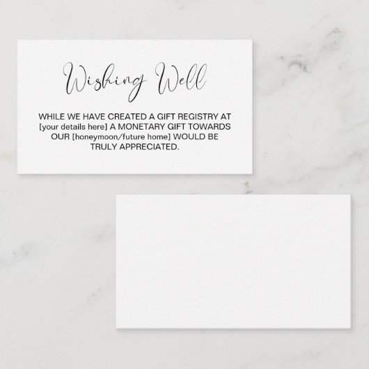 Stilvolle Einfache Hochzeitskarte für den Wunschza Begleitkarte (Vorne/Hinten)