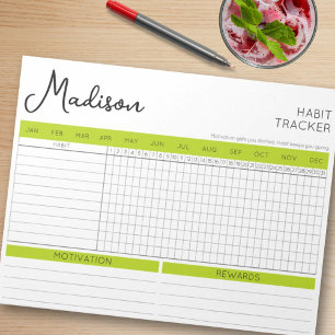 Stilvolle einfache tägliche Habit Tracker Grüne Ak Notizblock