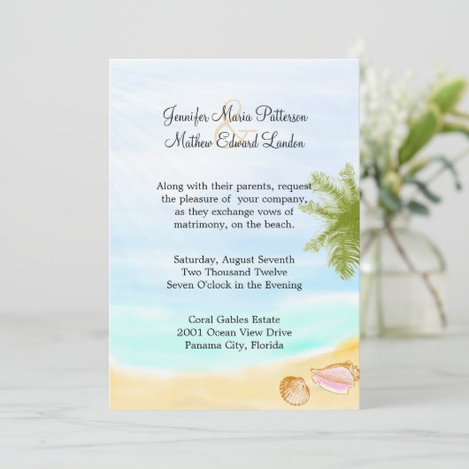 Stilvolle Einladung zum Hochzeitsfeiern am Tropica (Stehend Vorderseite)