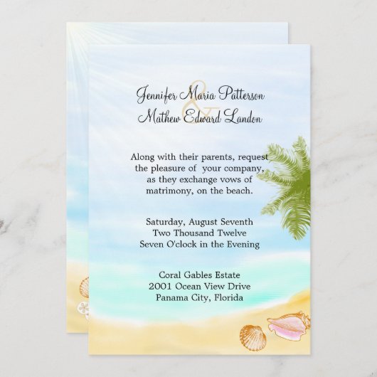 Stilvolle Einladung zum Hochzeitsfeiern am Tropica (Vorne/Hinten)