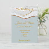 Stilvolle Einladung zum Hochzeitsfeiern, blauer Ma (Stehend Vorderseite)