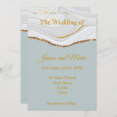 Stilvolle Einladung zum Hochzeitsfeiern, blauer Ma (Vorne/Hinten)