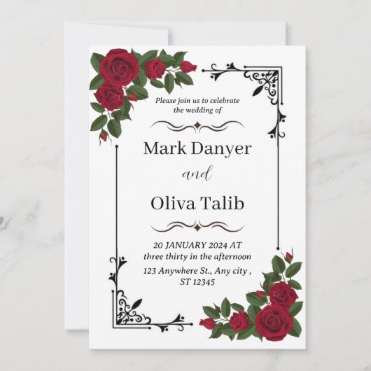 Stilvolle Einladung zur Blumenhochzeit | Personali (Vorderseite)