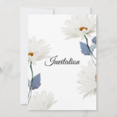 Stilvolle Einladung zur Hochzeit, weiß und blau (Rückseite)