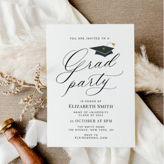 Stilvolle Einladung zur Kalligraphie-Graduierungsp