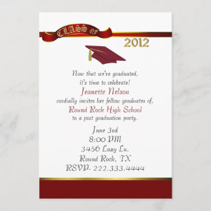 Stilvolle Einladung zur Red and Gold Graduation Pa
