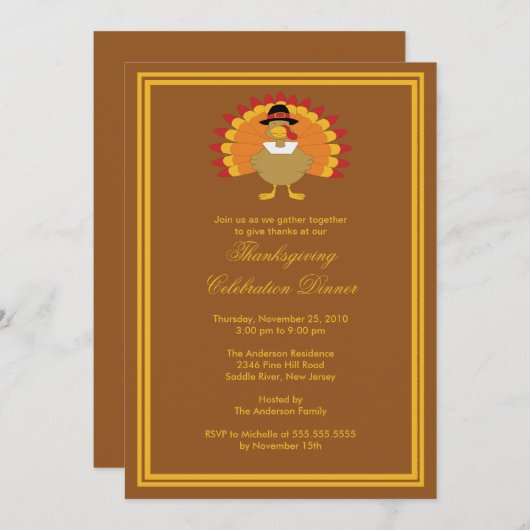 Stilvolle Einladungen des türkischen Erntedanks (Vorne/Hinten)