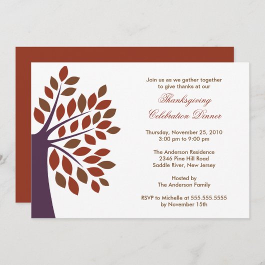 Stilvolle Einladungen zum Erntedank Herbst (Vorne/Hinten)