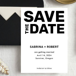 Stilvolle einzigartige Bold Typografie Schwarz & W Save The Date