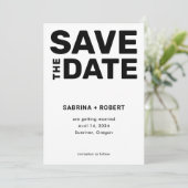 Stilvolle einzigartige Bold Typografie Schwarz & W Save The Date (Stehend Vorderseite)