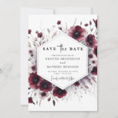 Stilvolle, einzigartige Burgundy Wedding Save The Date (Vorderseite)