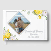 Stilvolle, einzigartige, gelbe Rosen Floral Gold Gästebuch (Vorderseite)