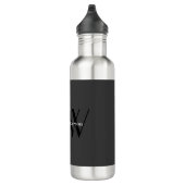 Stilvolle Einziges Grau-Schwarz-Monogramm Edelstahlflasche (Rechts)