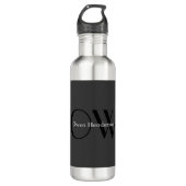 Stilvolle Einziges Grau-Schwarz-Monogramm Edelstahlflasche (Vorderseite)