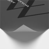 Stilvolle Einziges Grau-Schwarz-Monogramm Geschenkpapier (Ecke)