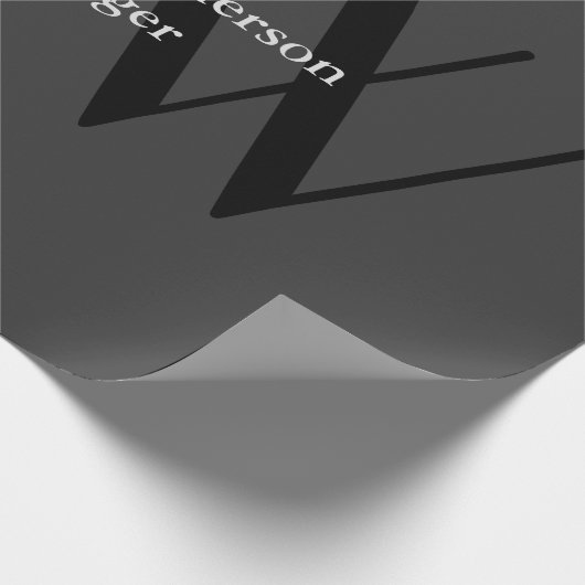 Stilvolle Einziges Grau-Schwarz-Monogramm Geschenkpapier (Ecke)