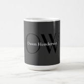 Stilvolle Einziges Grau-Schwarz-Monogramm Kaffeetasse (Mittel)