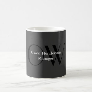 Stilvolle Einziges Grau-Schwarz-Monogramm Kaffeetasse