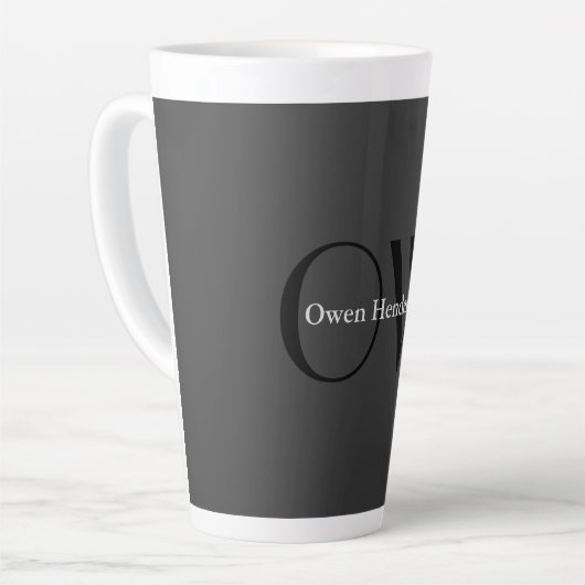 Stilvolle Einziges Grau-Schwarz-Monogramm Milchtasse (Linke Ecke)