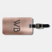 Stilvolle Elegant 2 Monogram, erste Rose Gold Meta Gepäckanhänger (Vorderseite horizontal)
