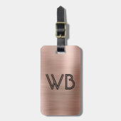 Stilvolle Elegant 2 Monogram, erste Rose Gold Meta Gepäckanhänger (Vorderseite vertikal)