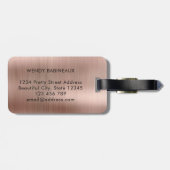 Stilvolle Elegant 2 Monogram, erste Rose Gold Meta Gepäckanhänger (Rückseite horizontal)