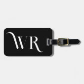 Stilvolle Elegant 2 Monogram, Initial Black Gepäckanhänger (Vorderseite horizontal)
