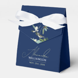 Stilvolle Elegant Blu und Weiß Name Vogelblume Geschenkschachtel