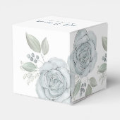 Stilvolle Elegant Blue Floral Rose Calligraphy Geschenkschachtel (Rückseite)