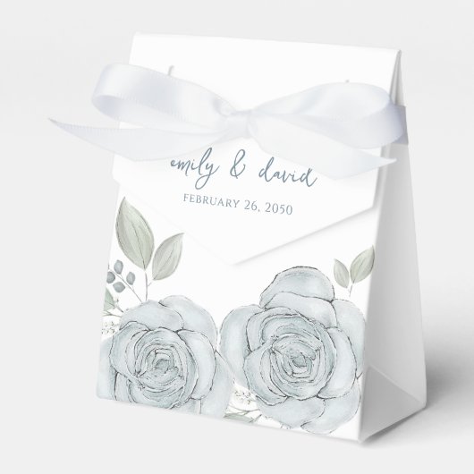 Stilvolle Elegant Blue Floral Rose Kalligraphie Le Geschenkschachtel (Vorderseite)