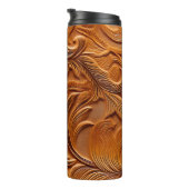 Stilvolle Elegant Camel Brown Imitate mit Leder Thermosbecher (Nach rechts gedreht)